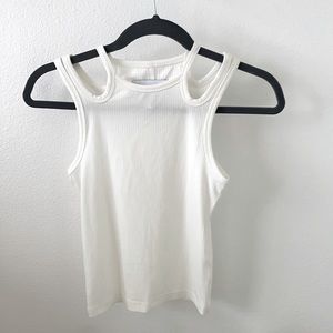 WHITE CUT OUT SLEEVE TANK TOP